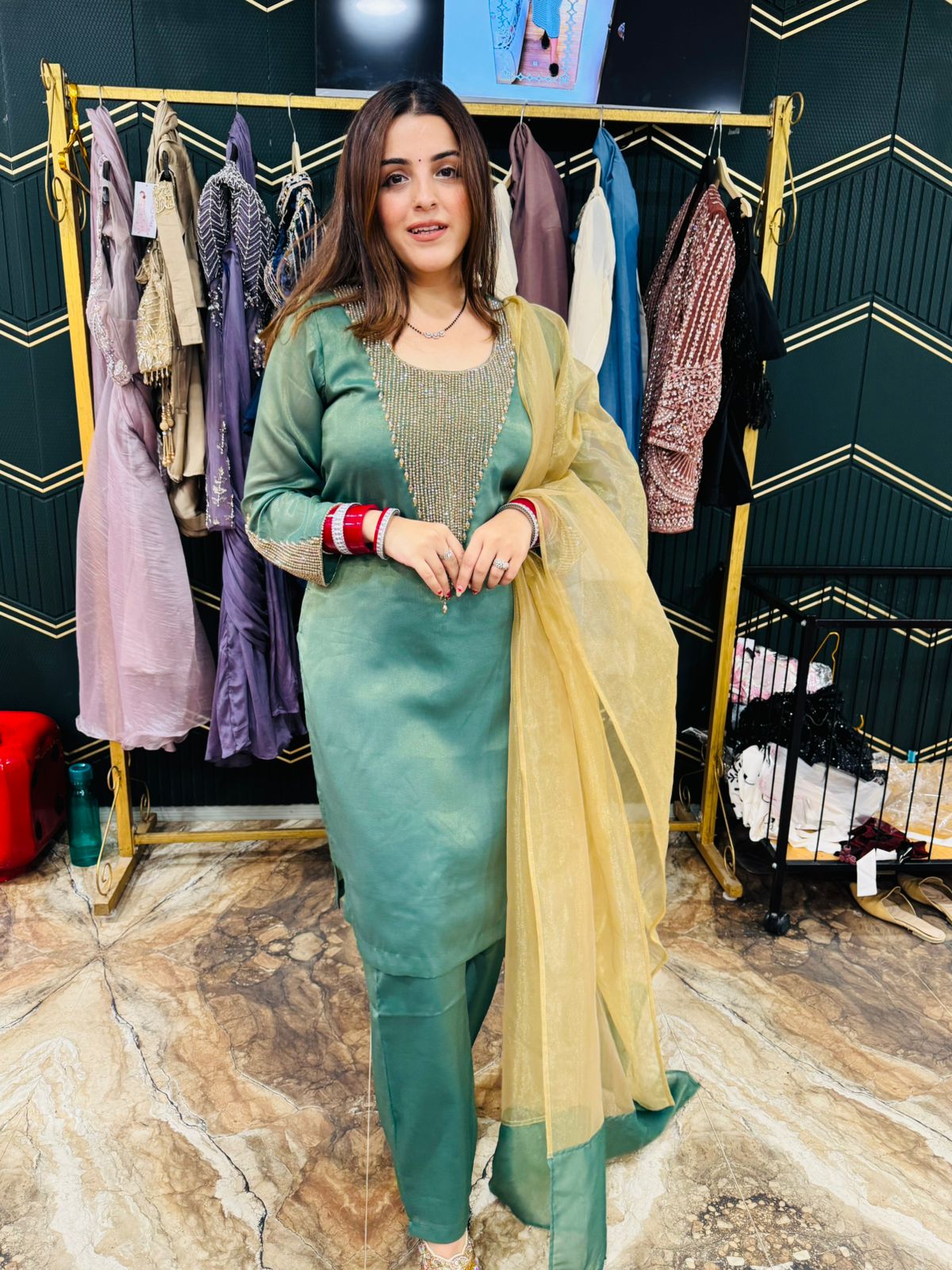 Zayra Silk Embellished Suit Set