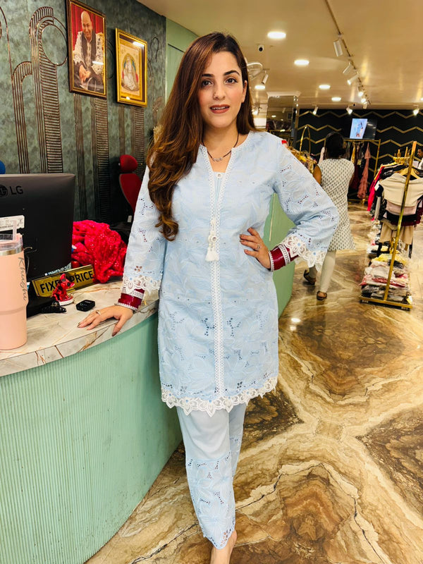 Supima embroidered co-ord set