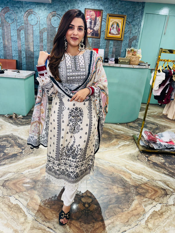 Malika vintage pakistani print suit set