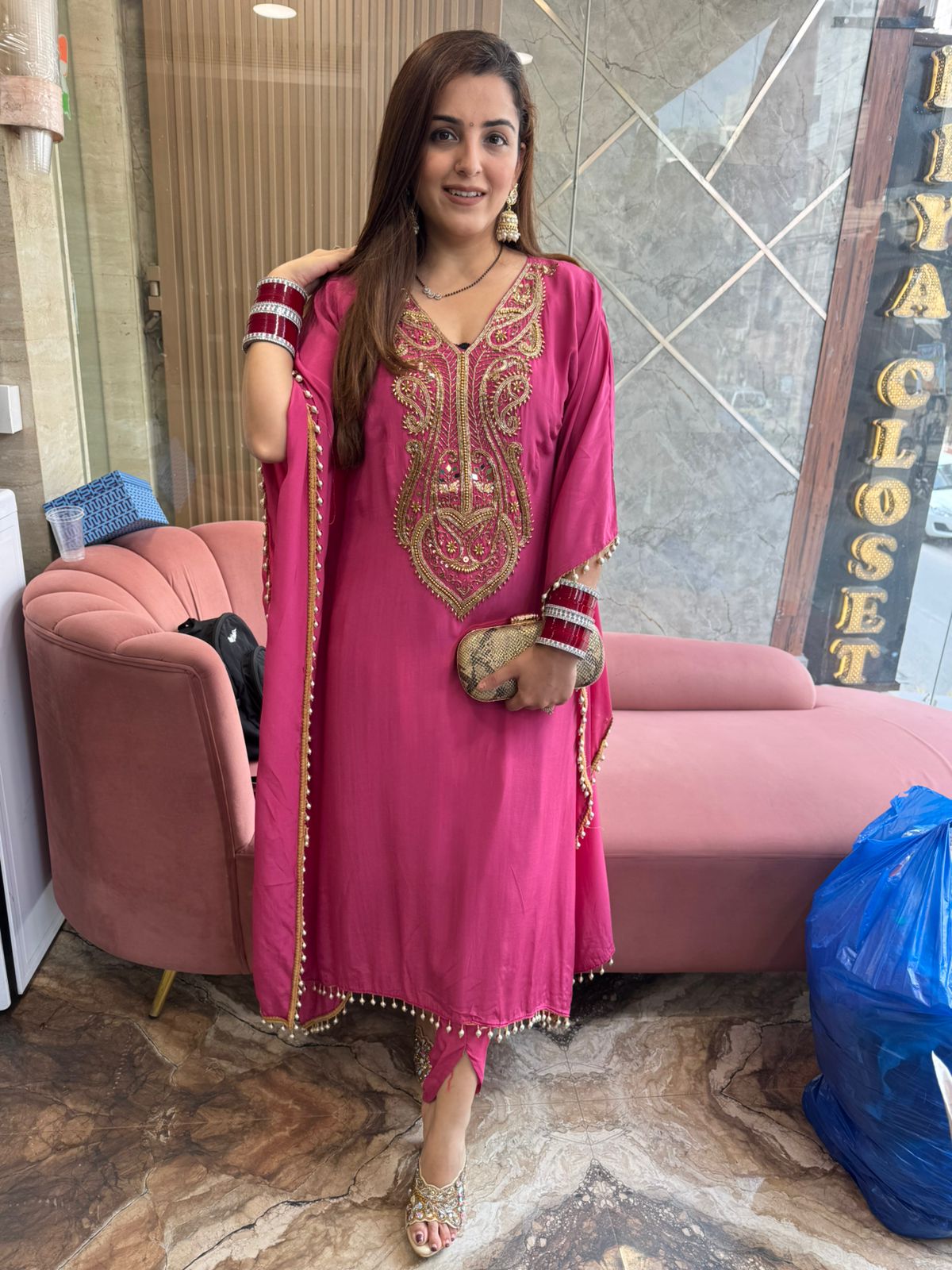 Royal Kaftan-Style Embroidered Kurta Set