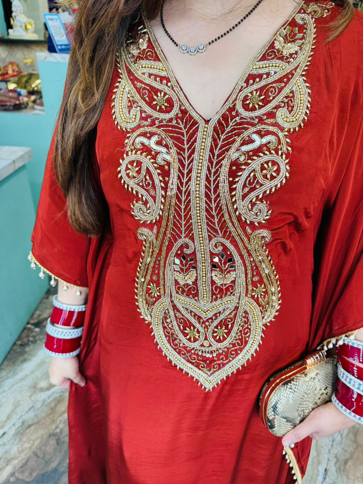 Royal Kaftan-Style Embroidered Kurta Set