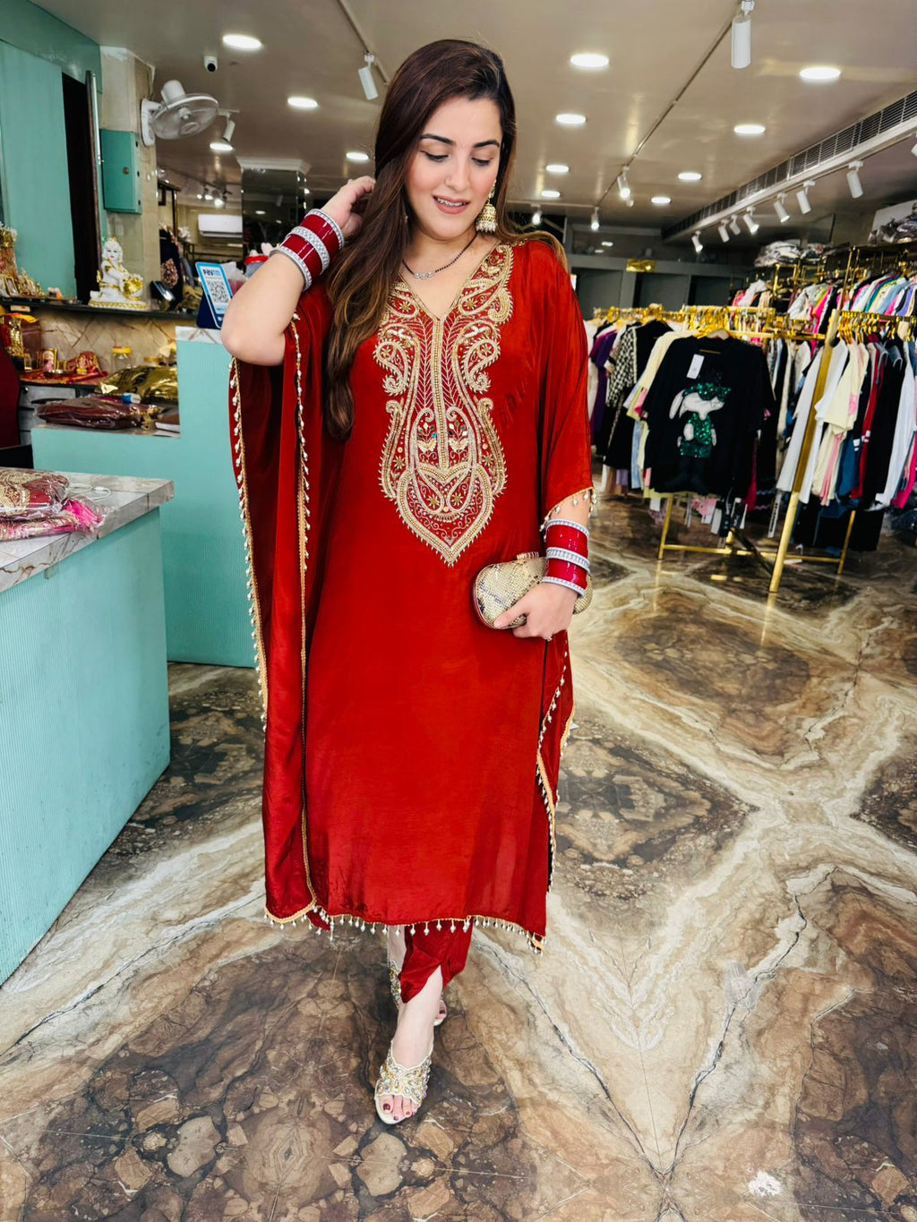 Royal Kaftan-Style Embroidered Kurta Set