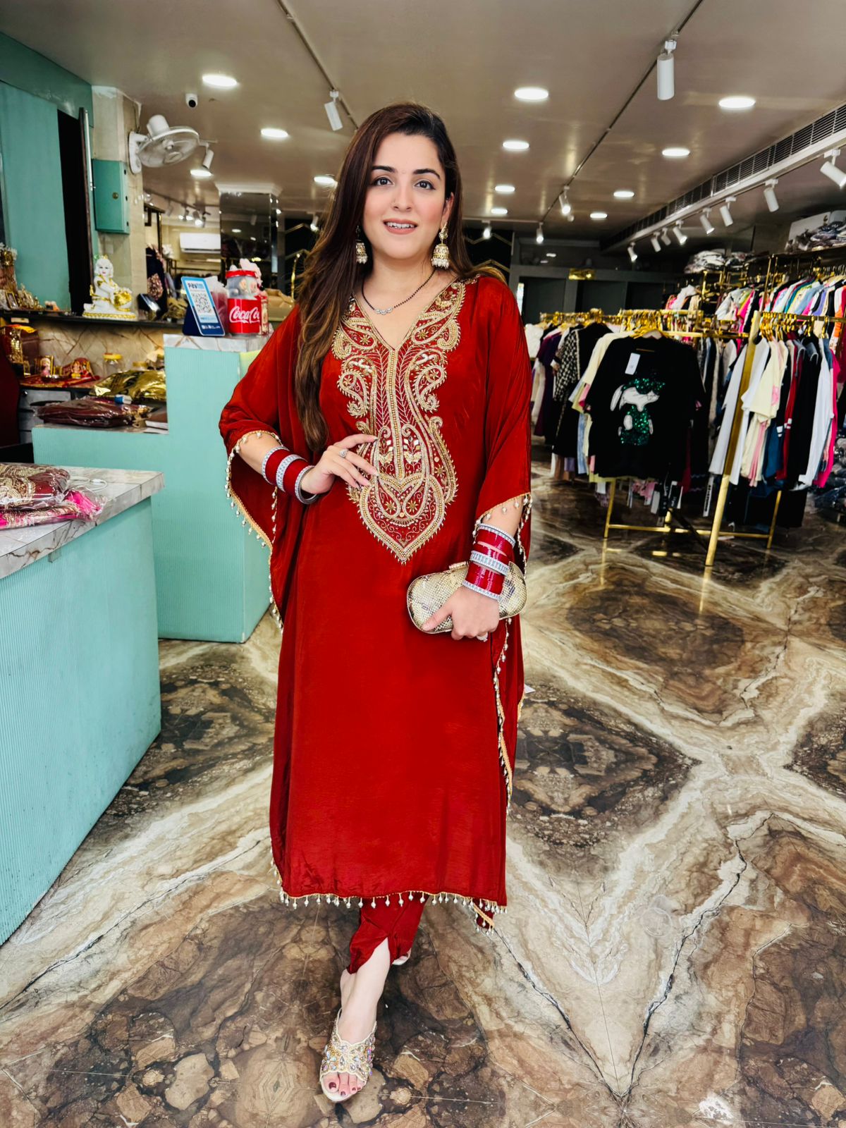 Royal Kaftan-Style Embroidered Kurta Set