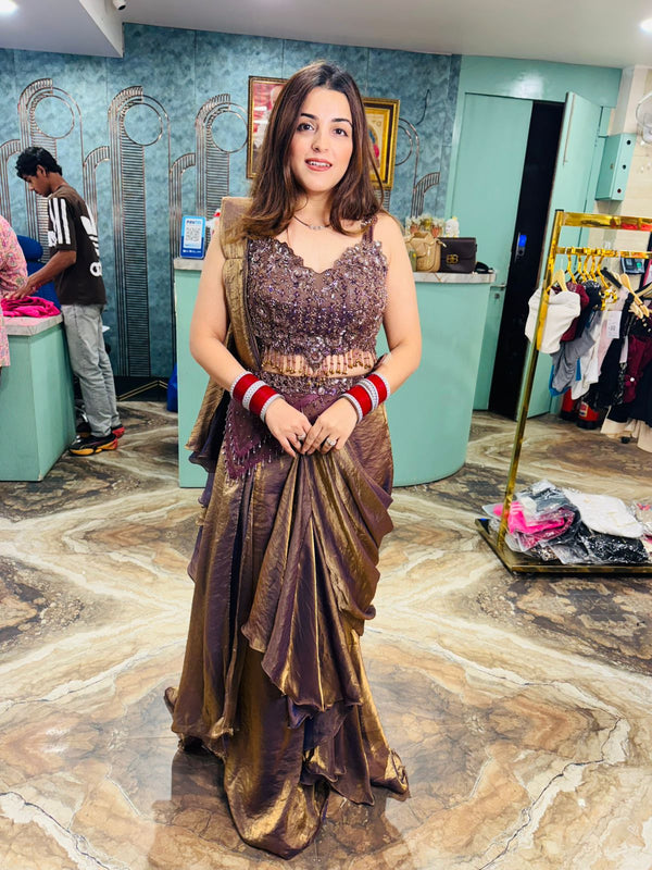 Bronze Gleam Embroidered blouse and skirt