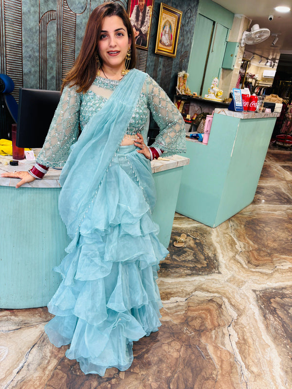 Ethereal Elegance blouse with ruffle skirt