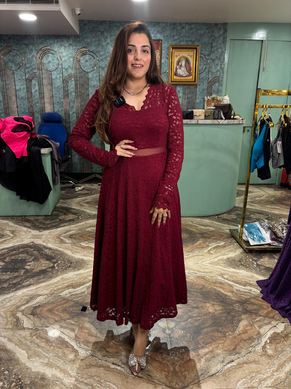 Crimson Grace Lace Midi Dress