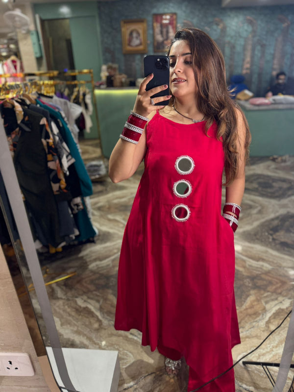 Ruby Mirror Work Kurta Set