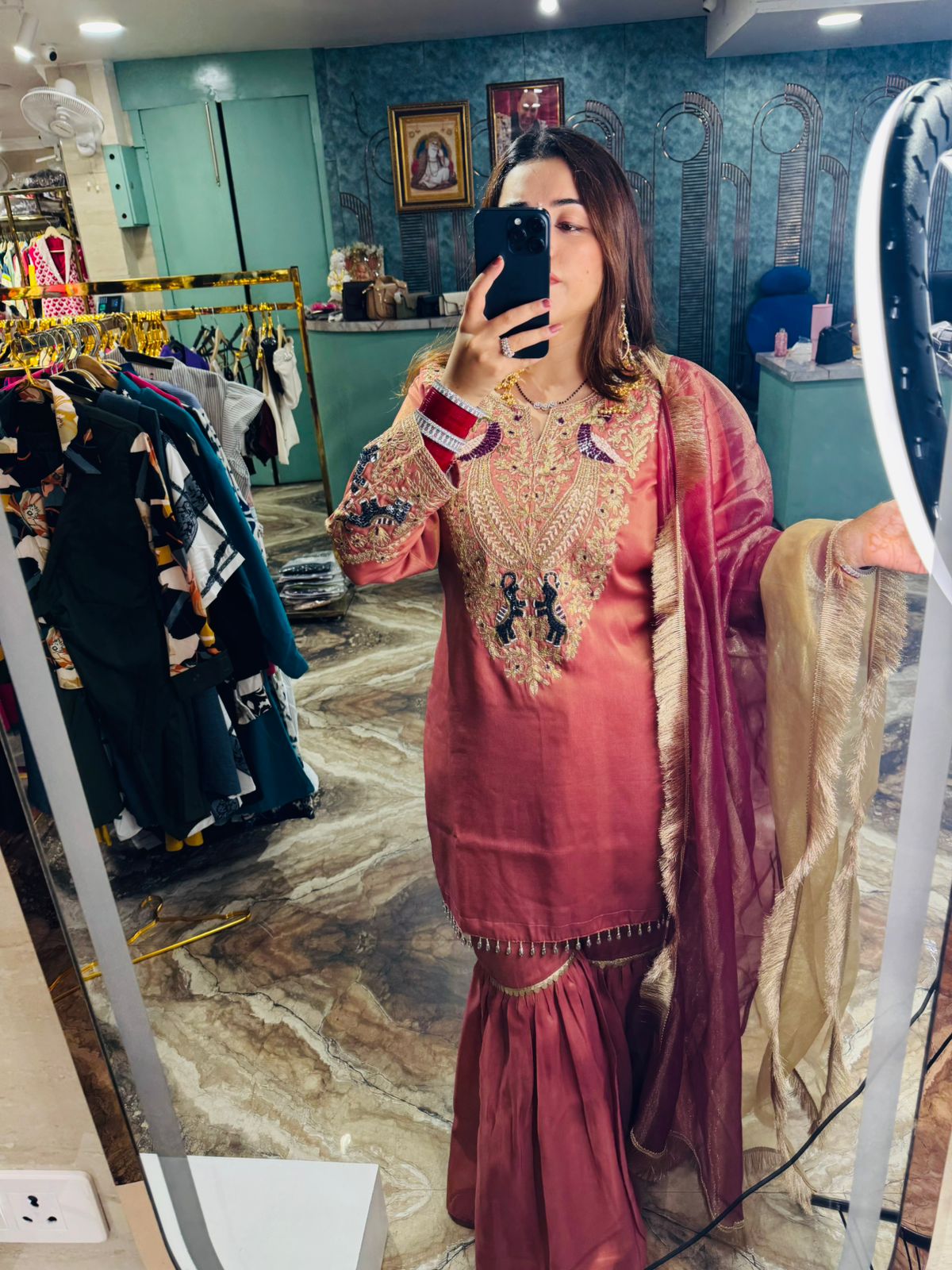 Rosewood Embroidered Sharara Suit