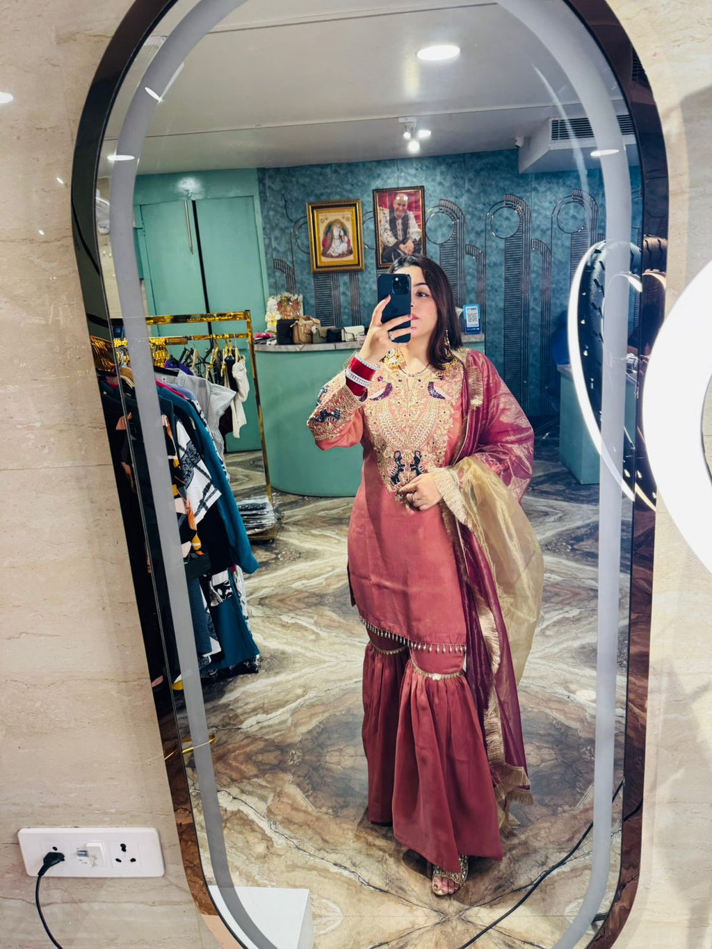 Rosewood Embroidered Sharara Suit