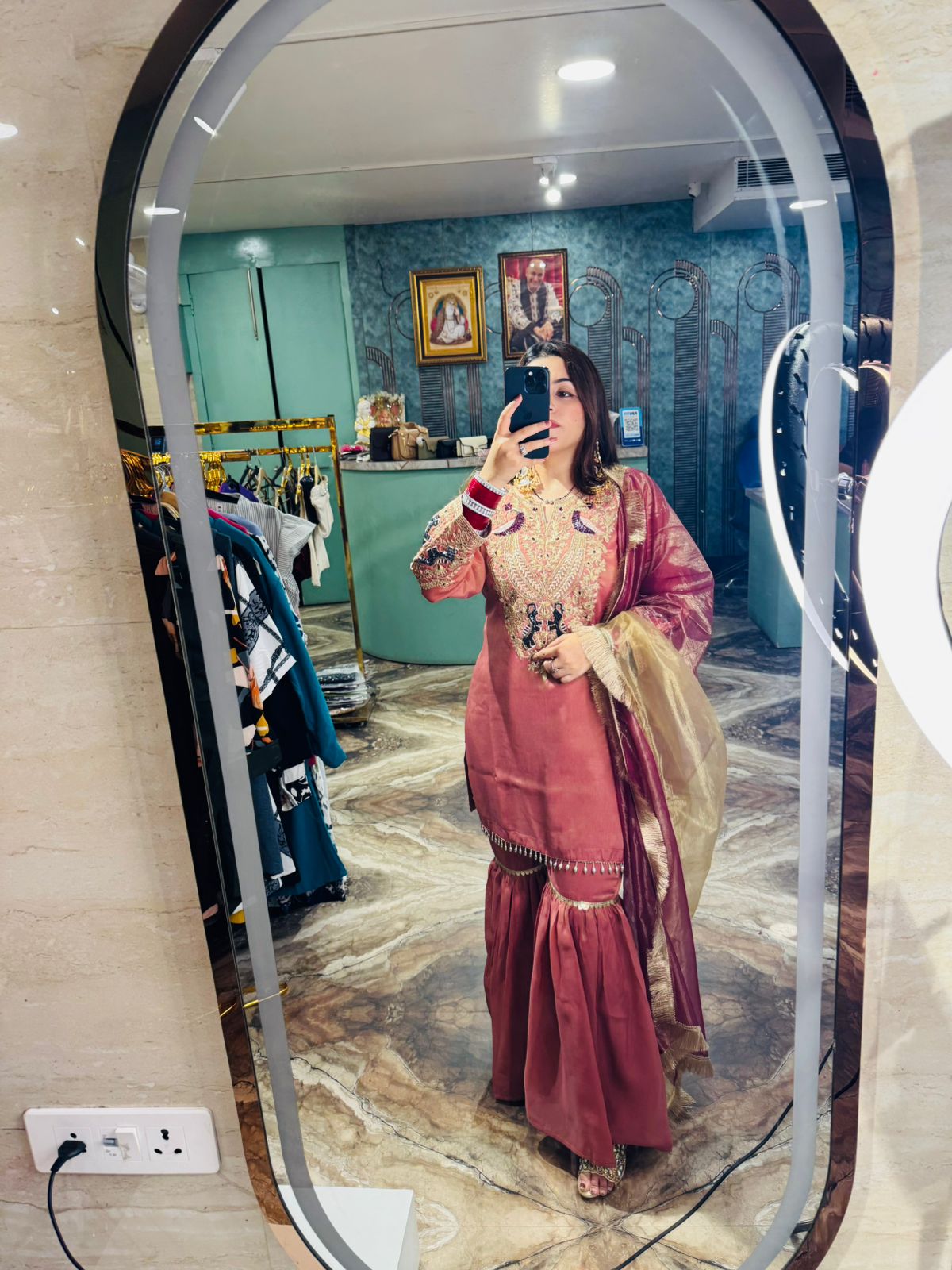 Rosewood Embroidered Sharara Suit