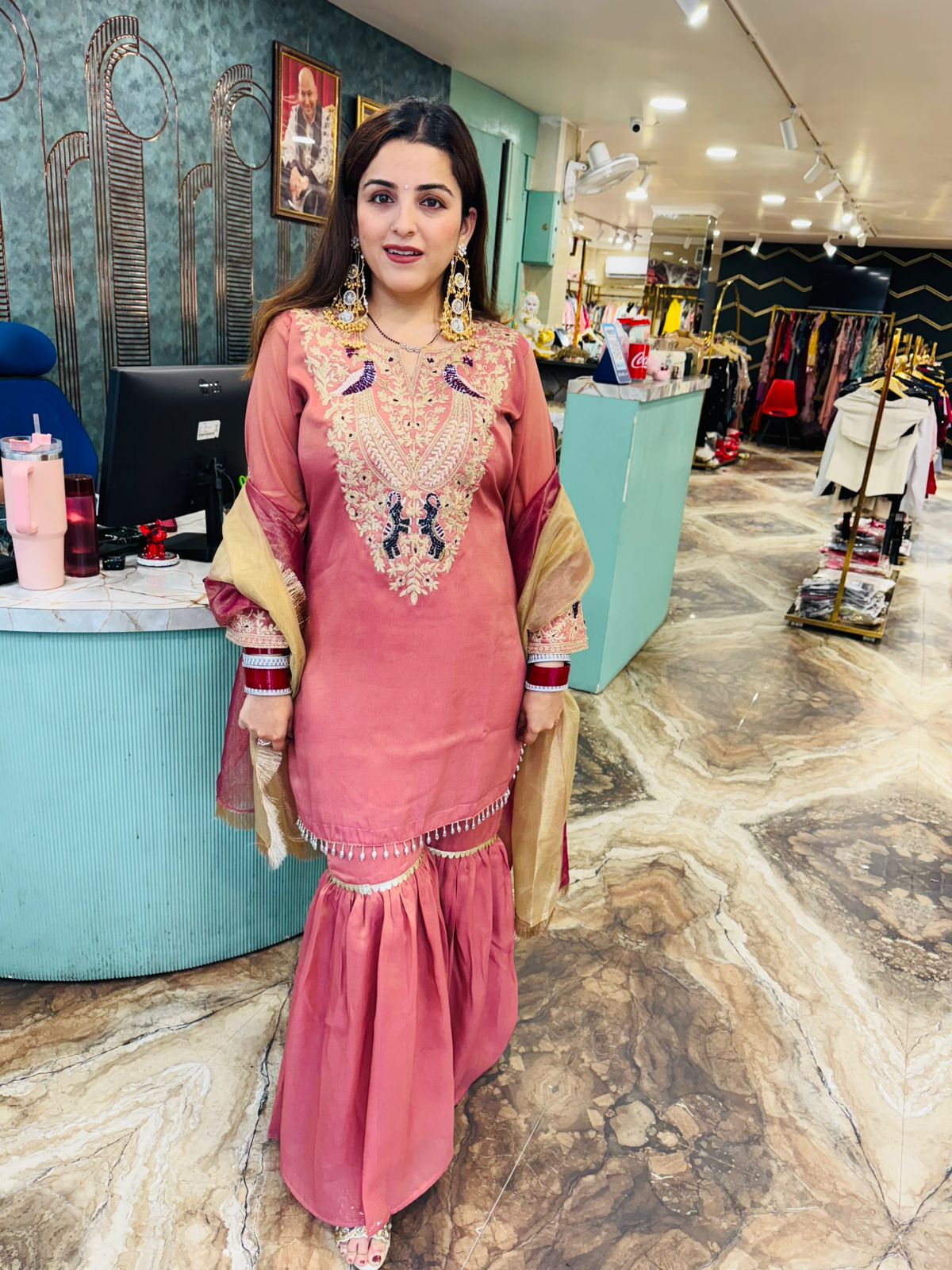 Rosewood Embroidered Sharara Suit