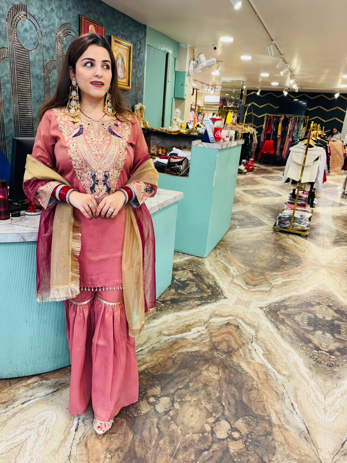 Rosewood Embroidered Sharara Suit