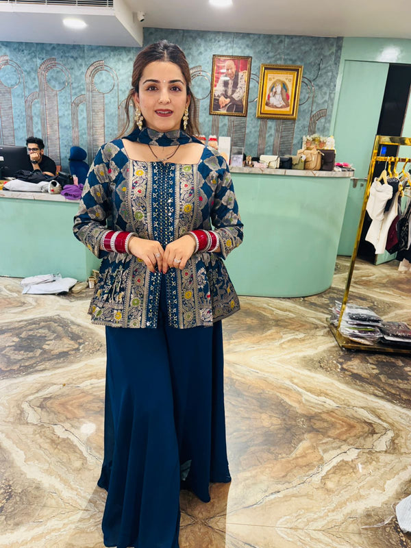 Banarasi Peplum Sharara Set