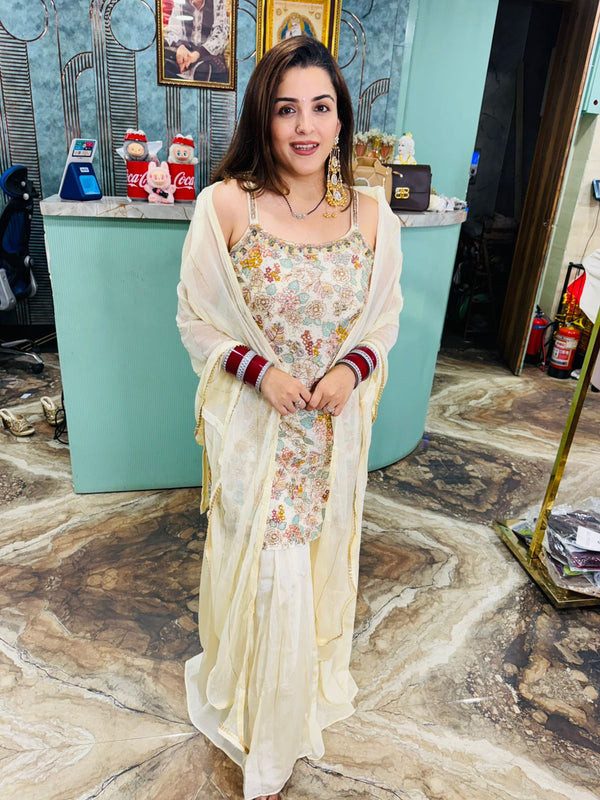 Floral Embroidered Sharara Set
