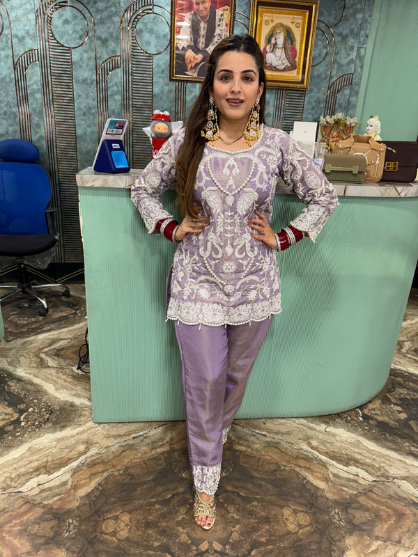 Lavender Grace Embroidered Kurta Set