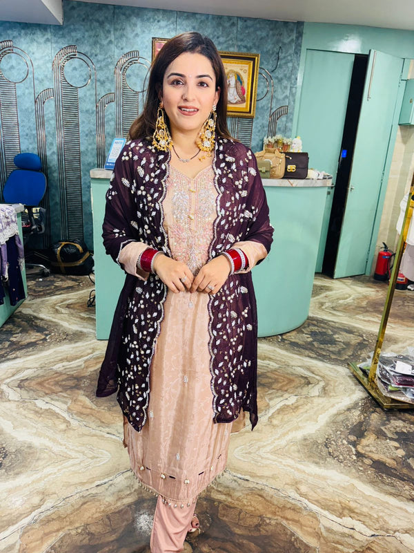 Blush Elegance Embroidered Suit Set