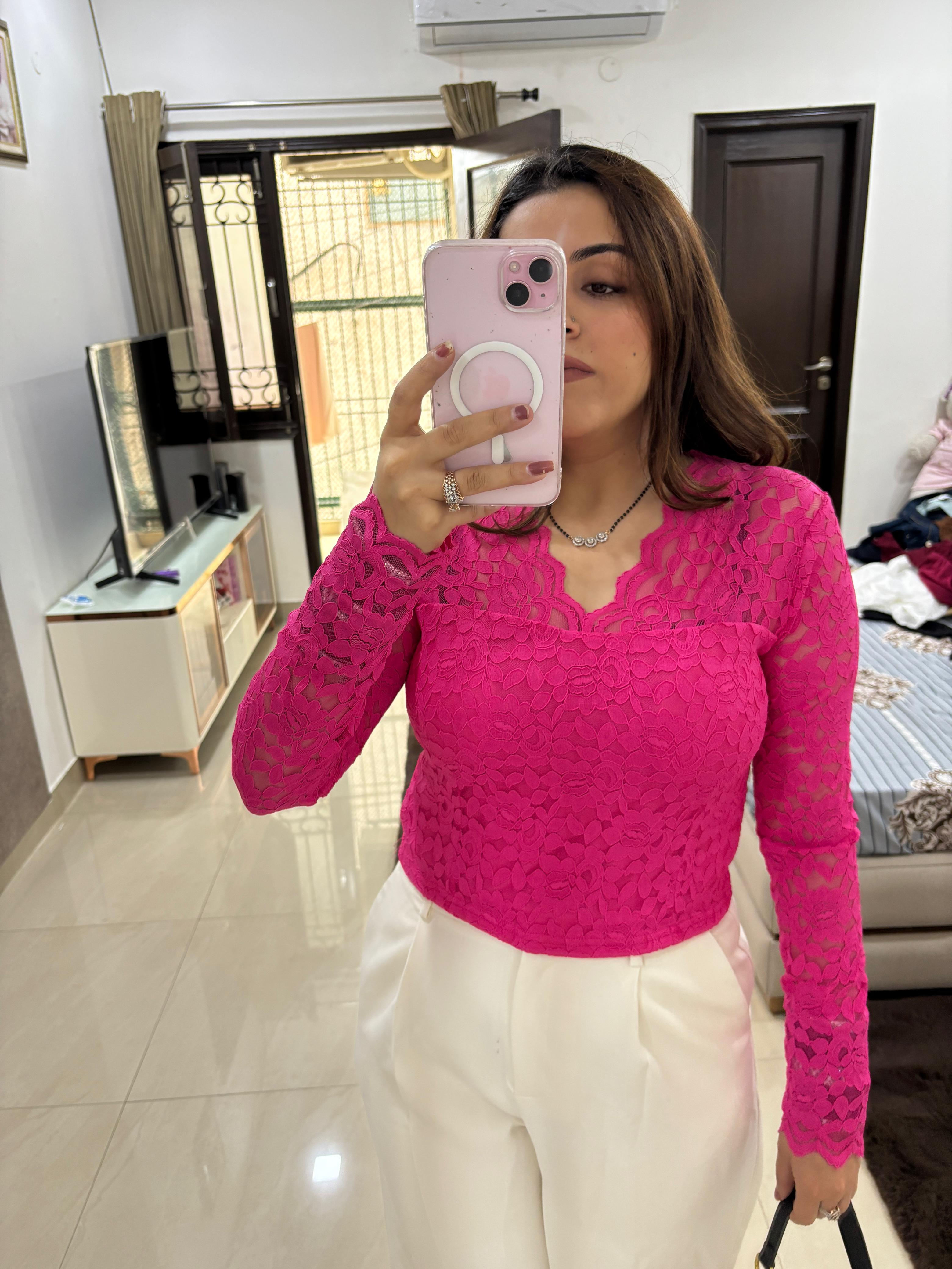 Crimson Lace Elegance Top