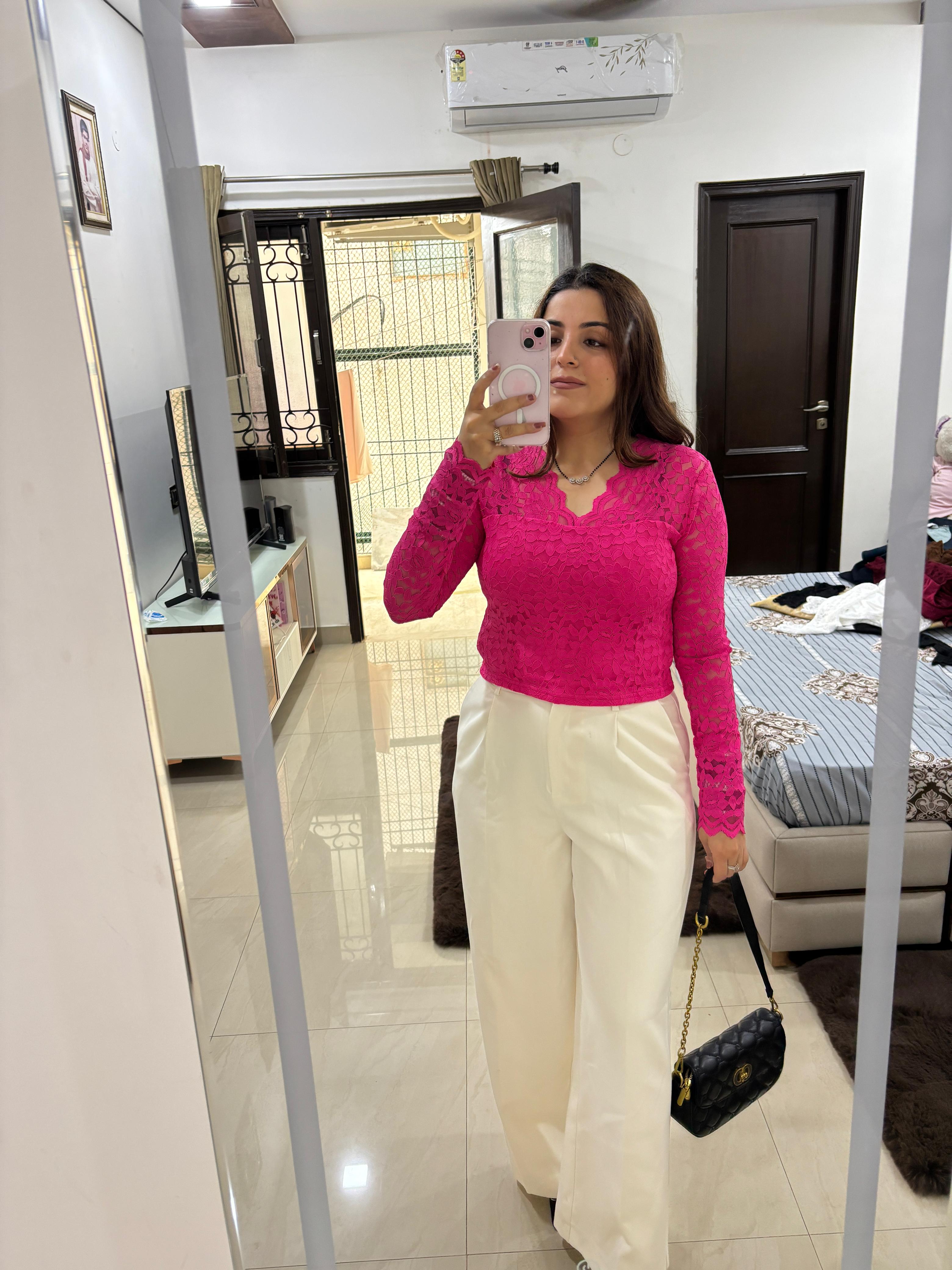 Crimson Lace Elegance Top