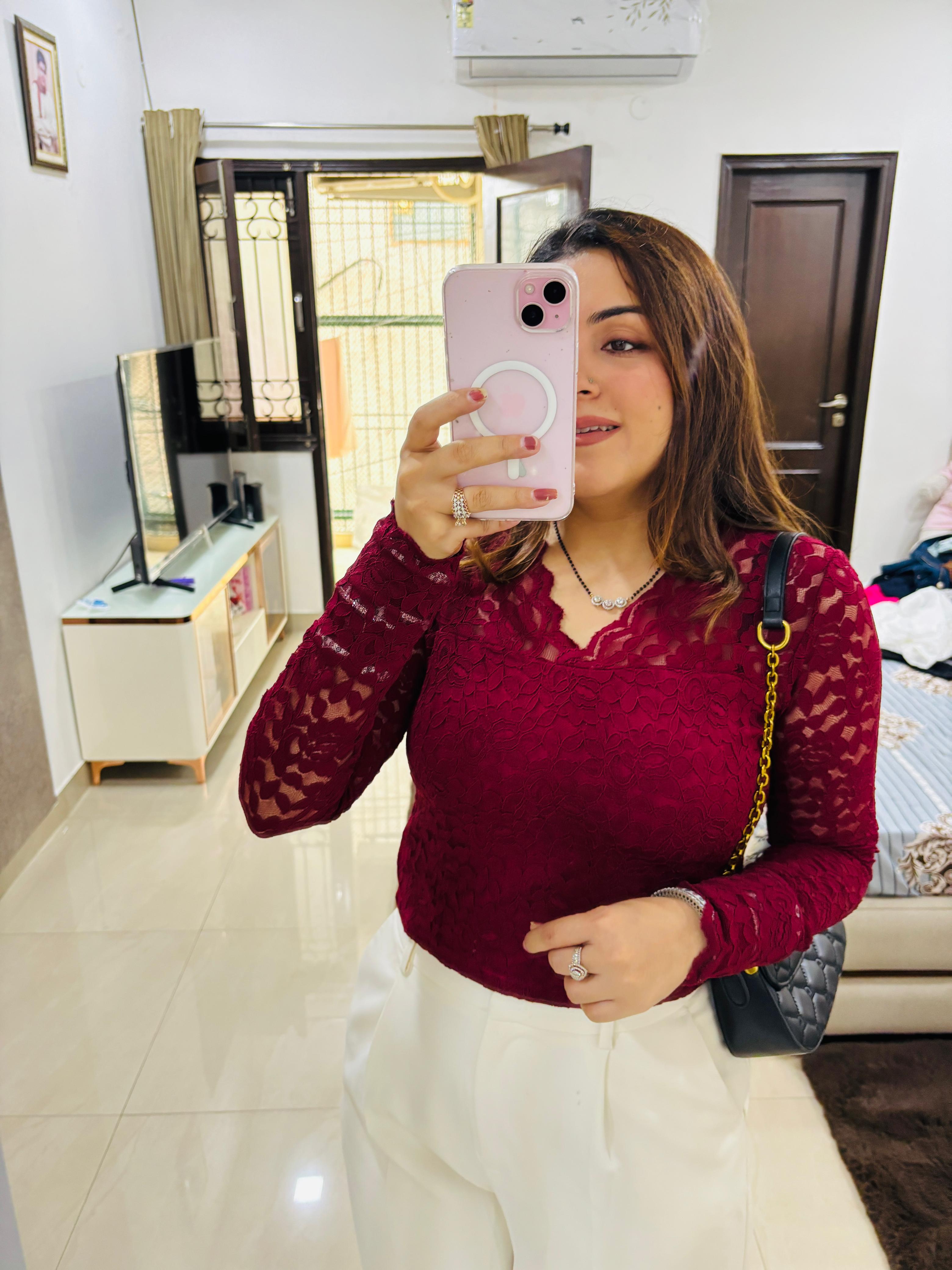 Crimson Lace Elegance Top