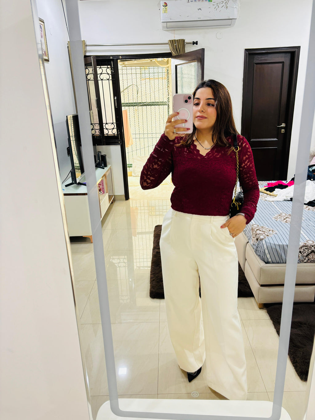 Crimson Lace Elegance Top