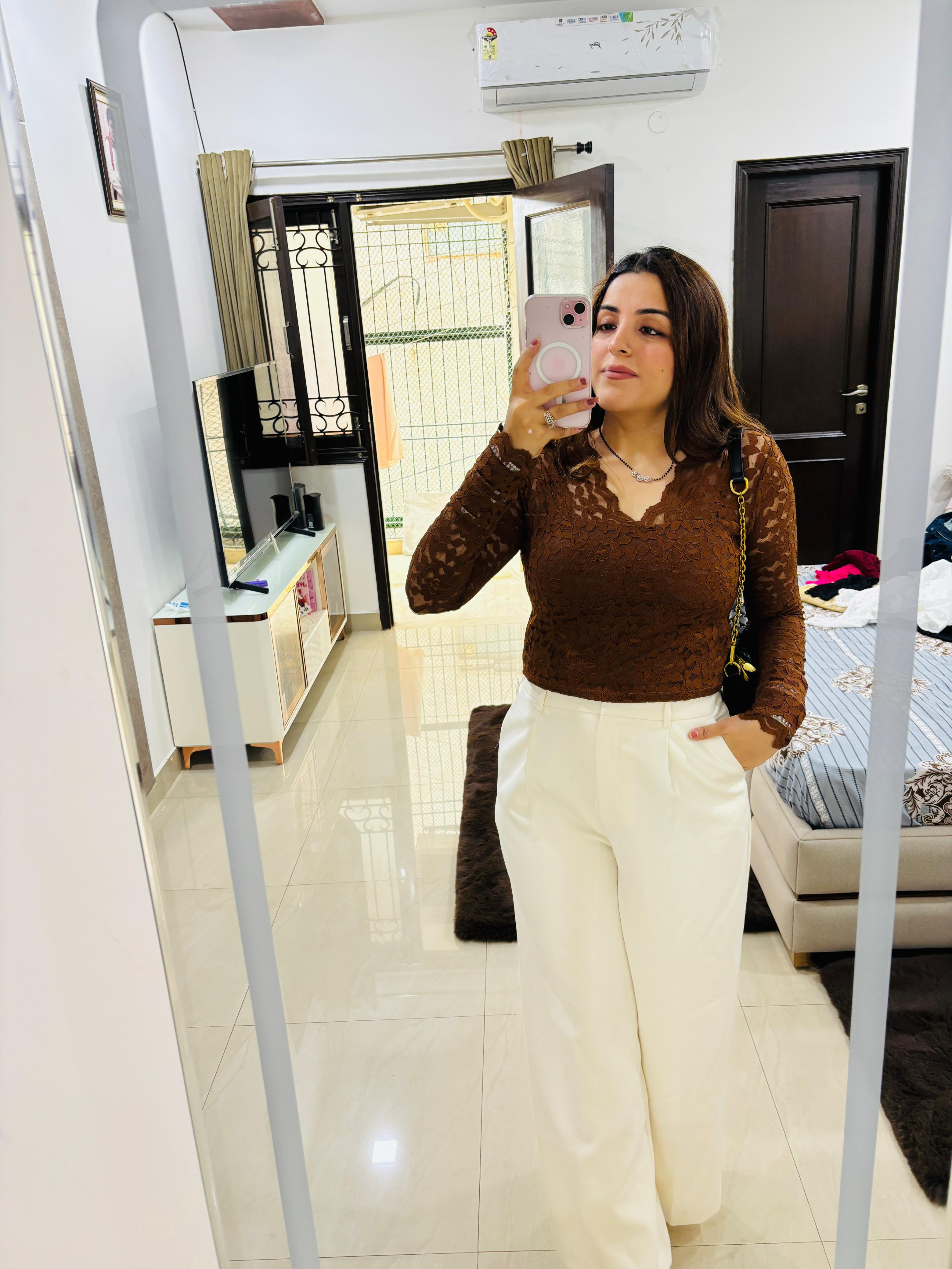 Crimson Lace Elegance Top