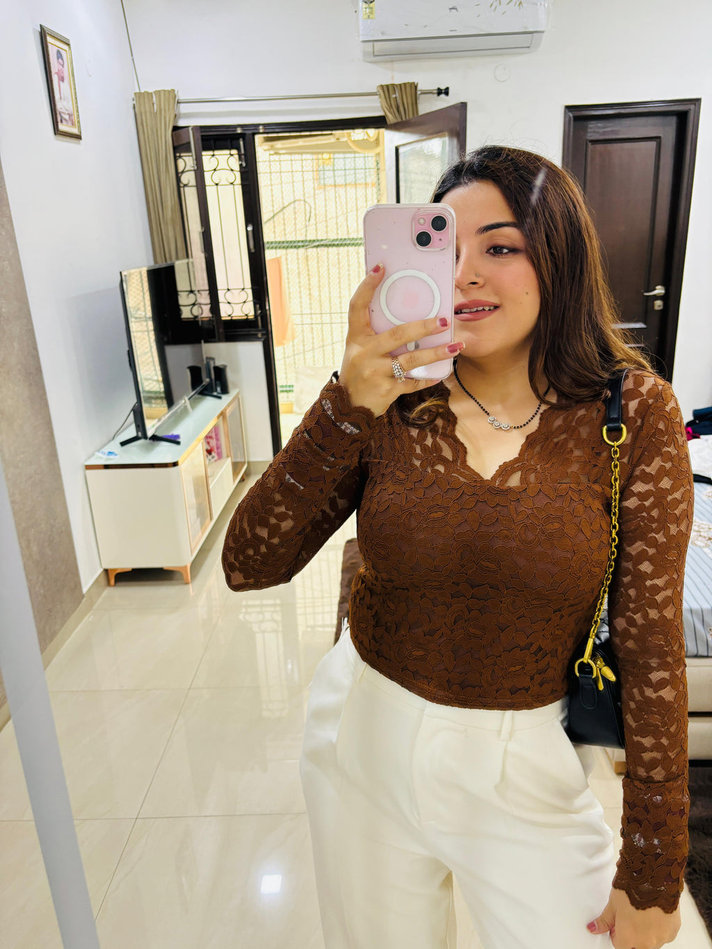 Crimson Lace Elegance Top