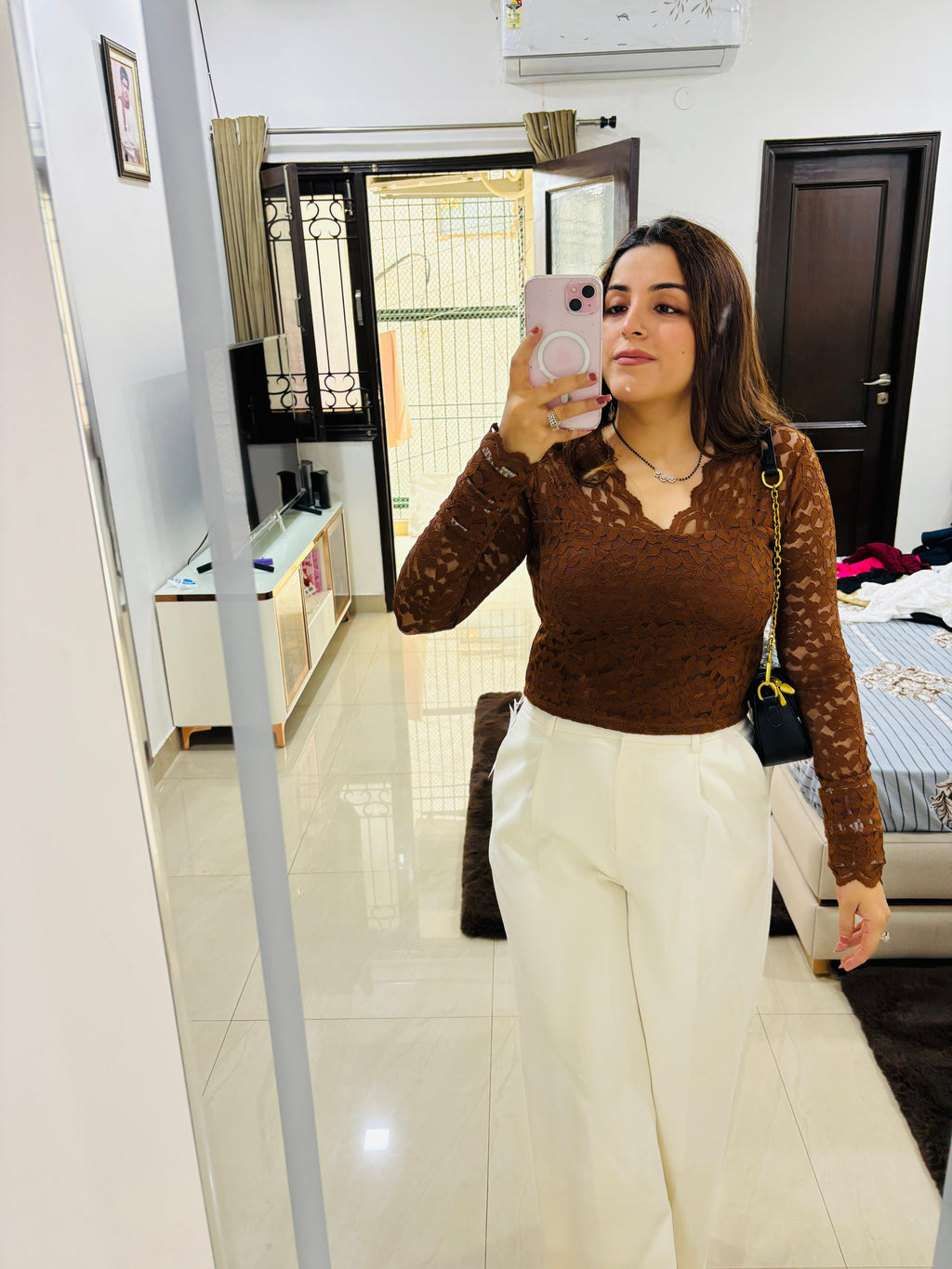 Crimson Lace Elegance Top