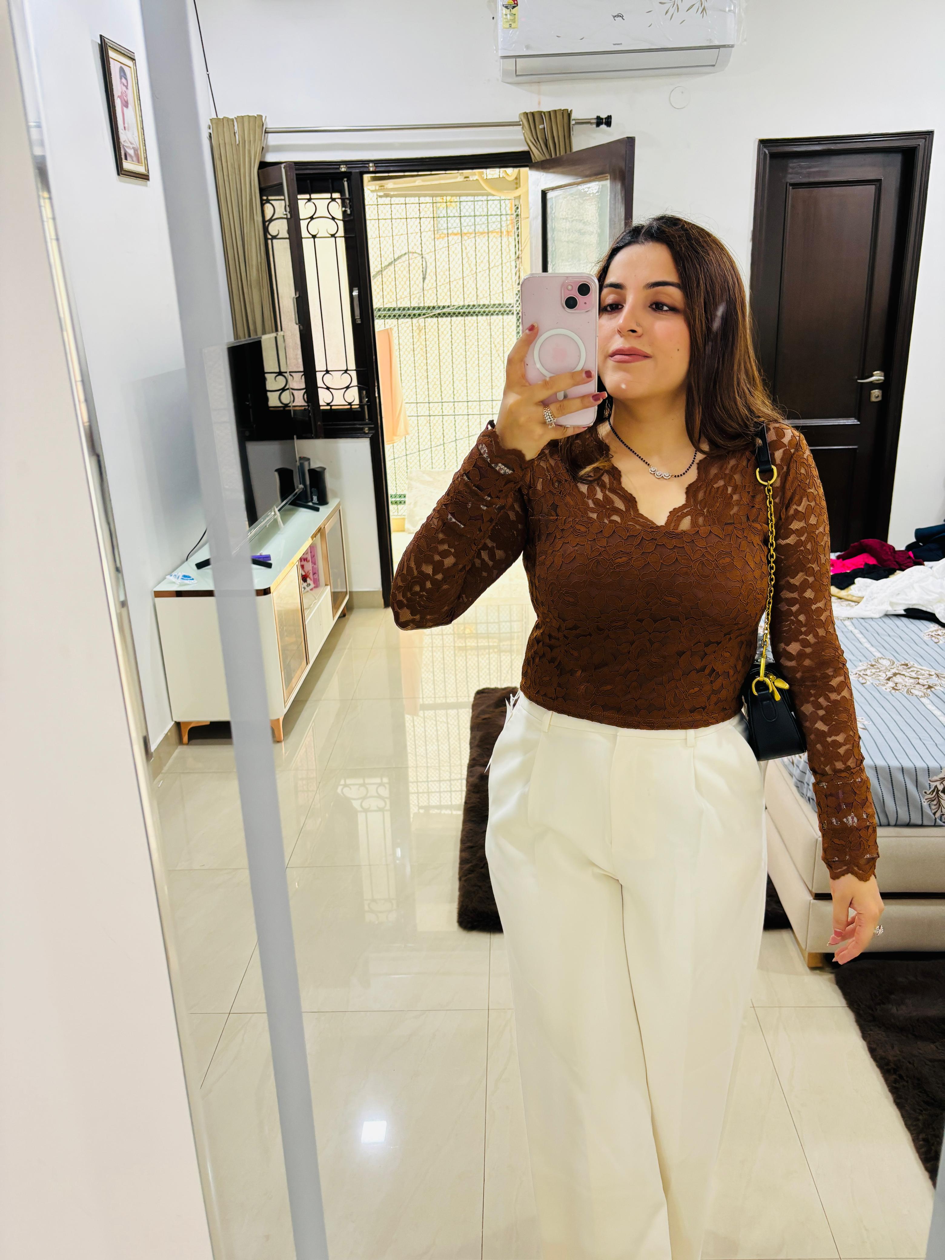 Crimson Lace Elegance Top