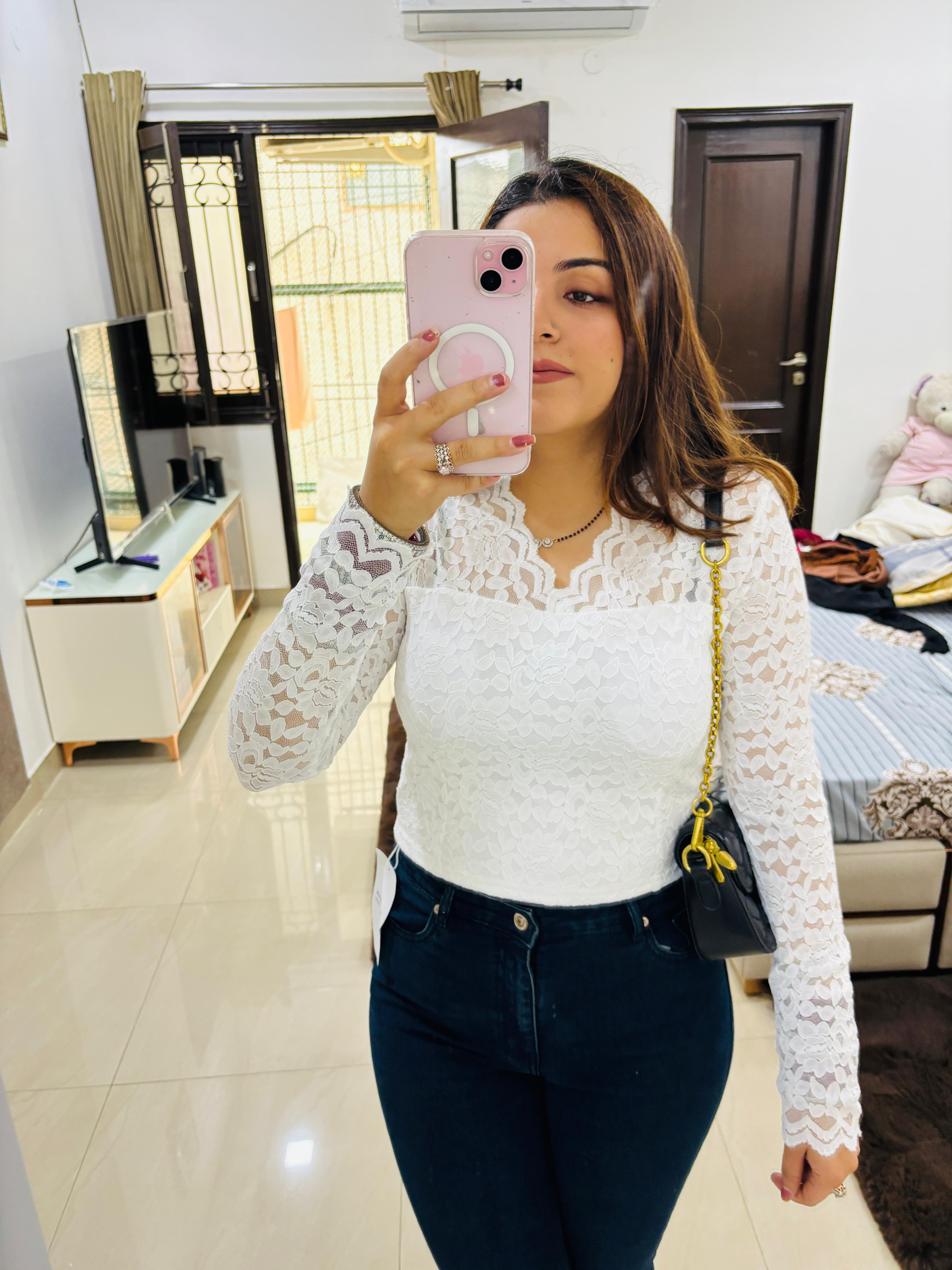 Crimson Lace Elegance Top