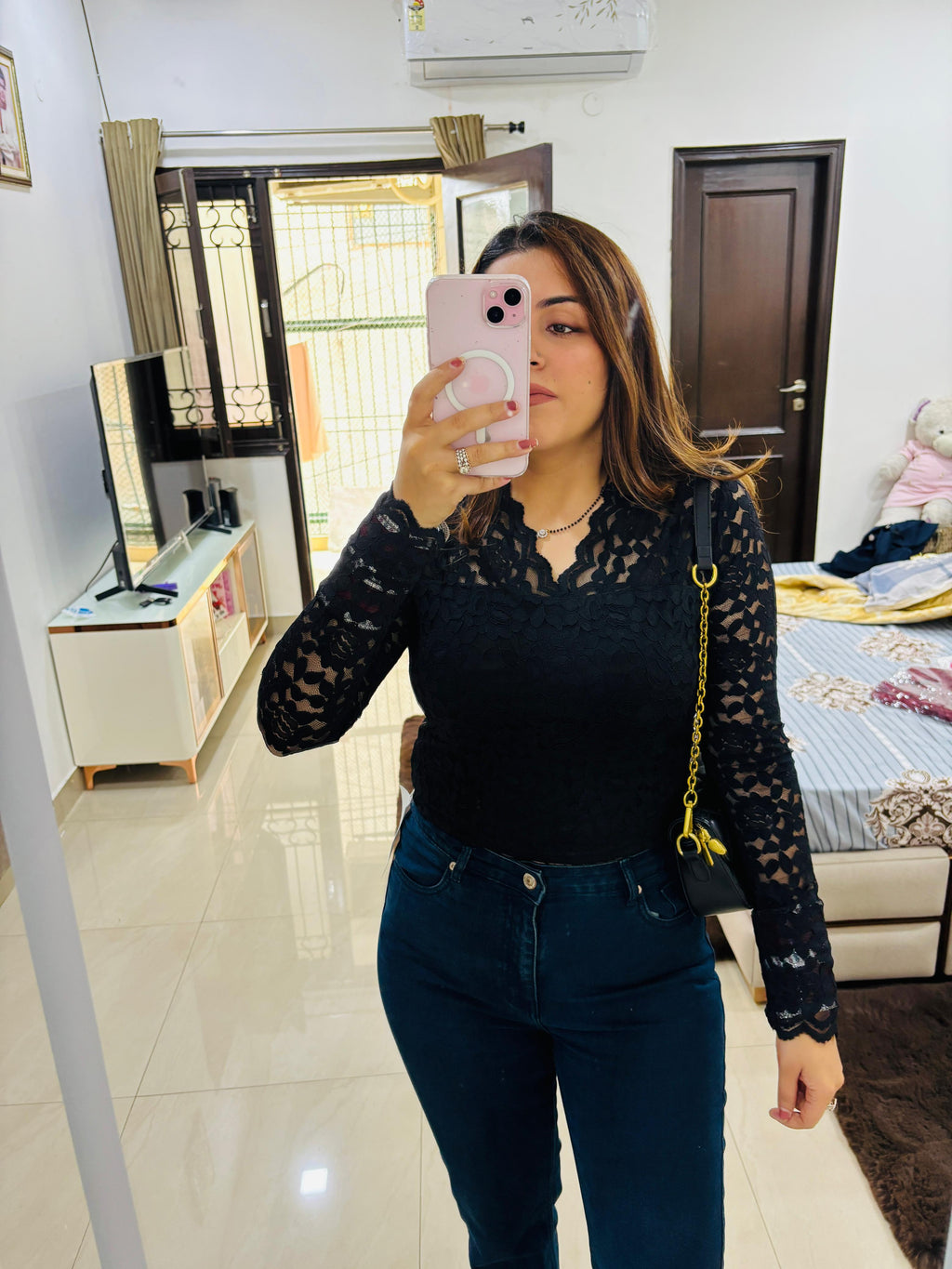 Crimson Lace Elegance Top