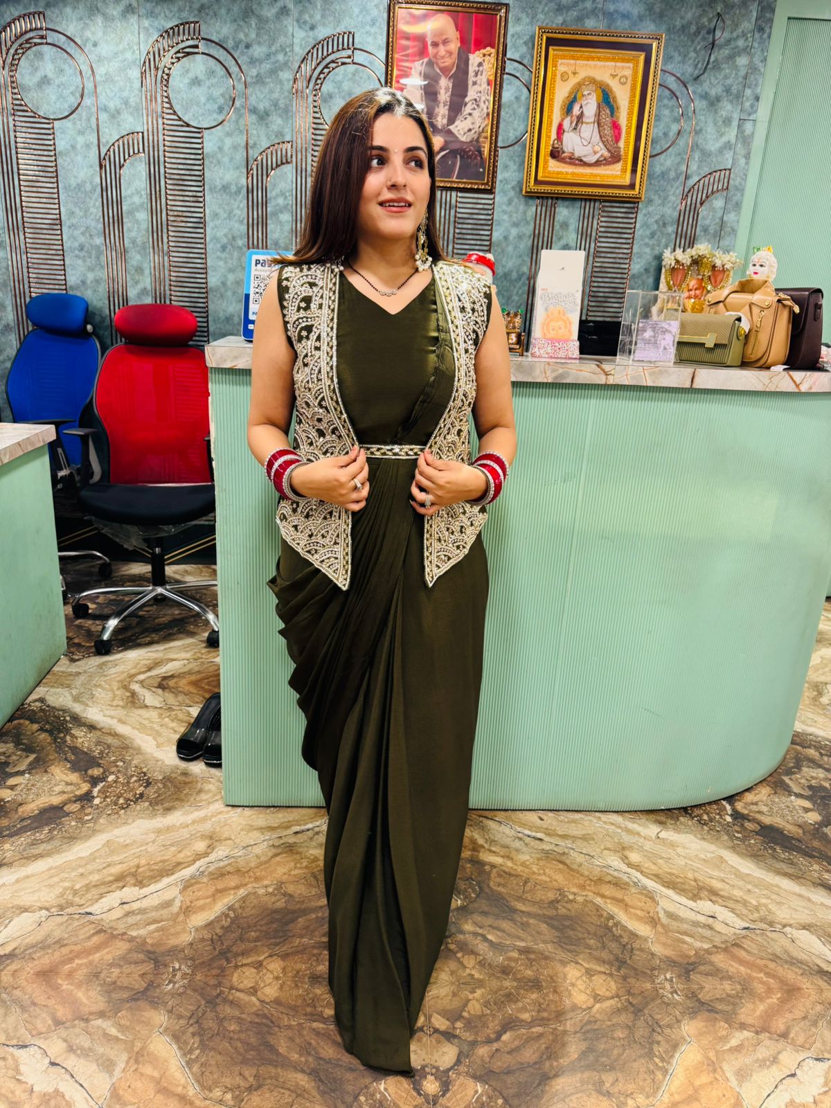 Olive Pearl Jacket Dress