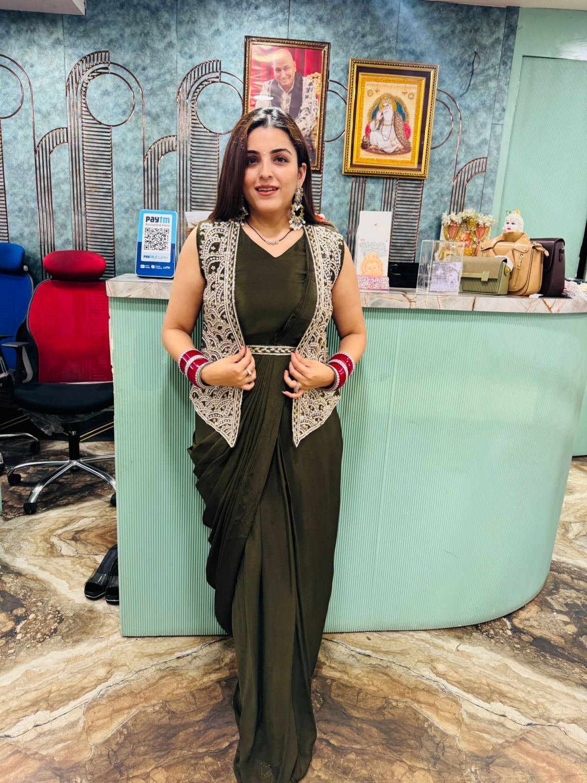 Olive Pearl Jacket Dress