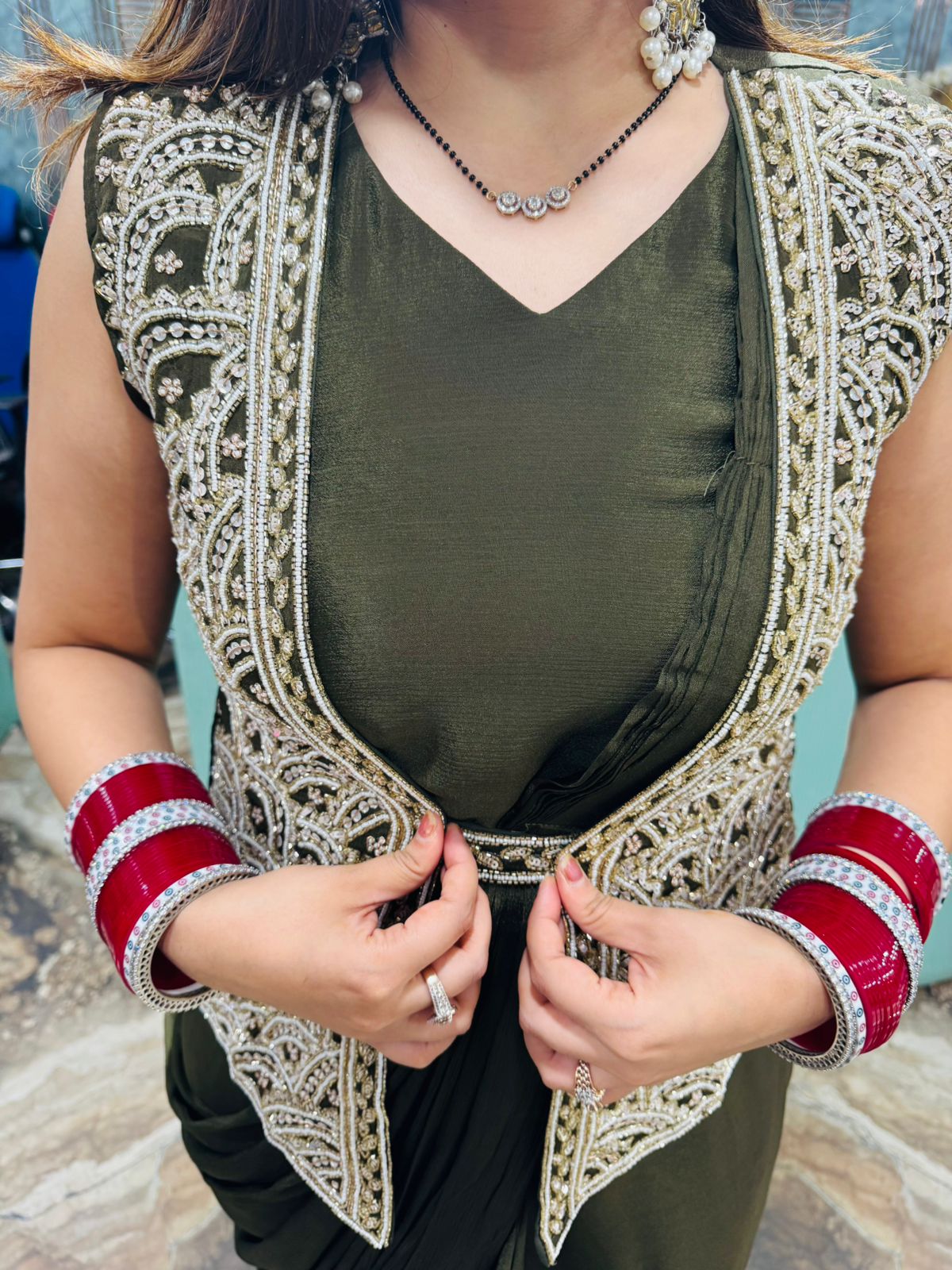 Olive Pearl Jacket Dress