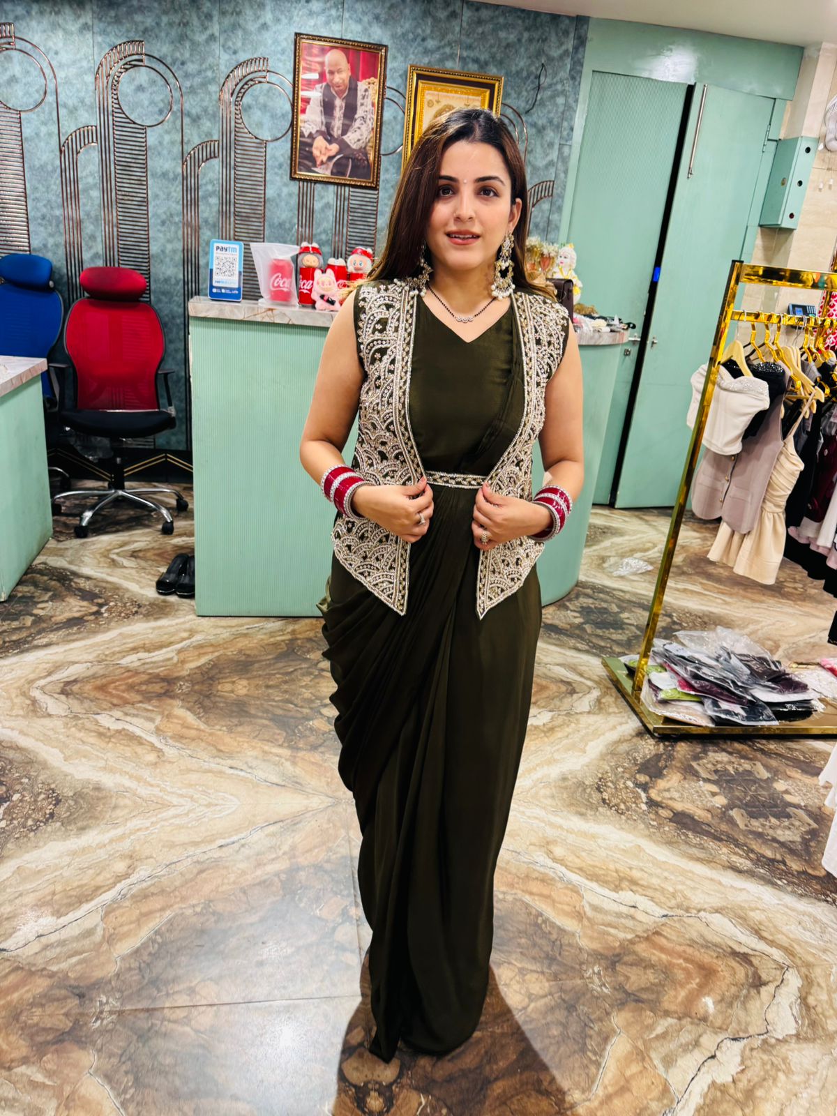 Olive Pearl Jacket Dress