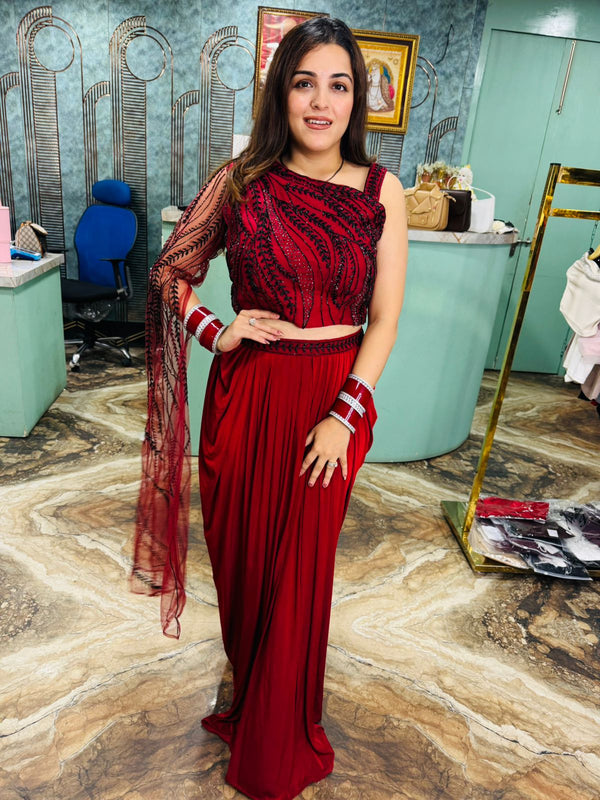 Crimson Glam Drape Set