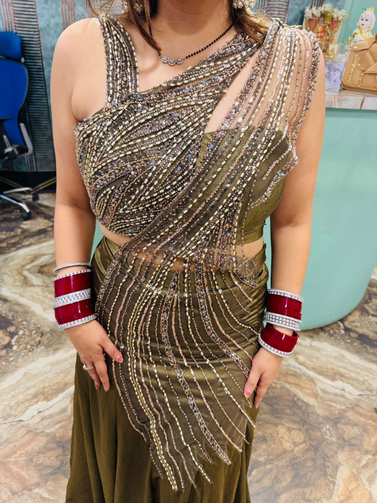 Emerald Flame Forest Gown