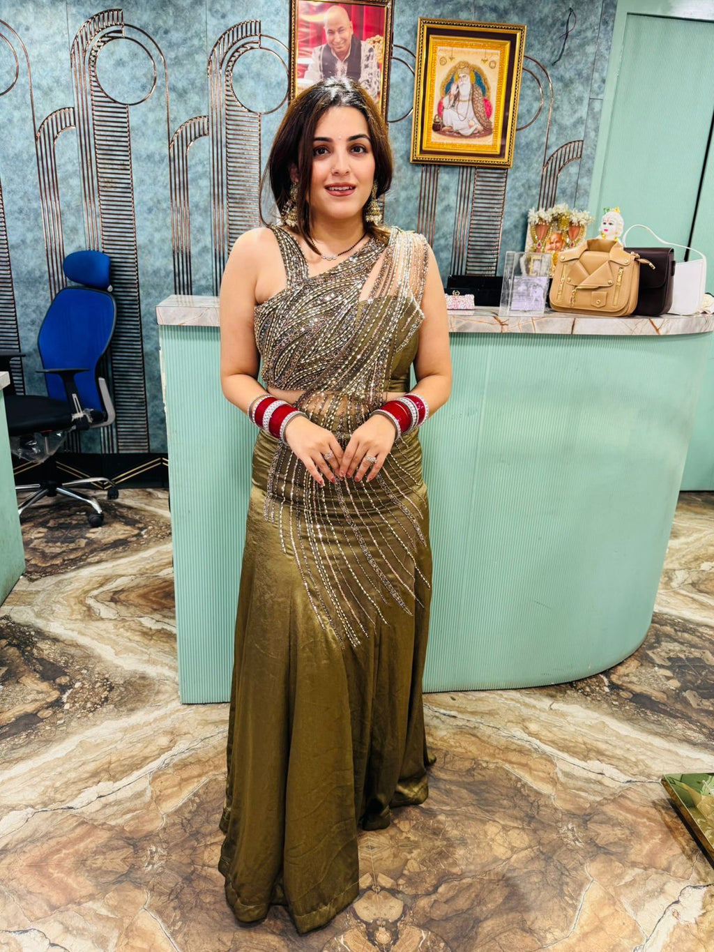 Emerald Flame Forest Gown