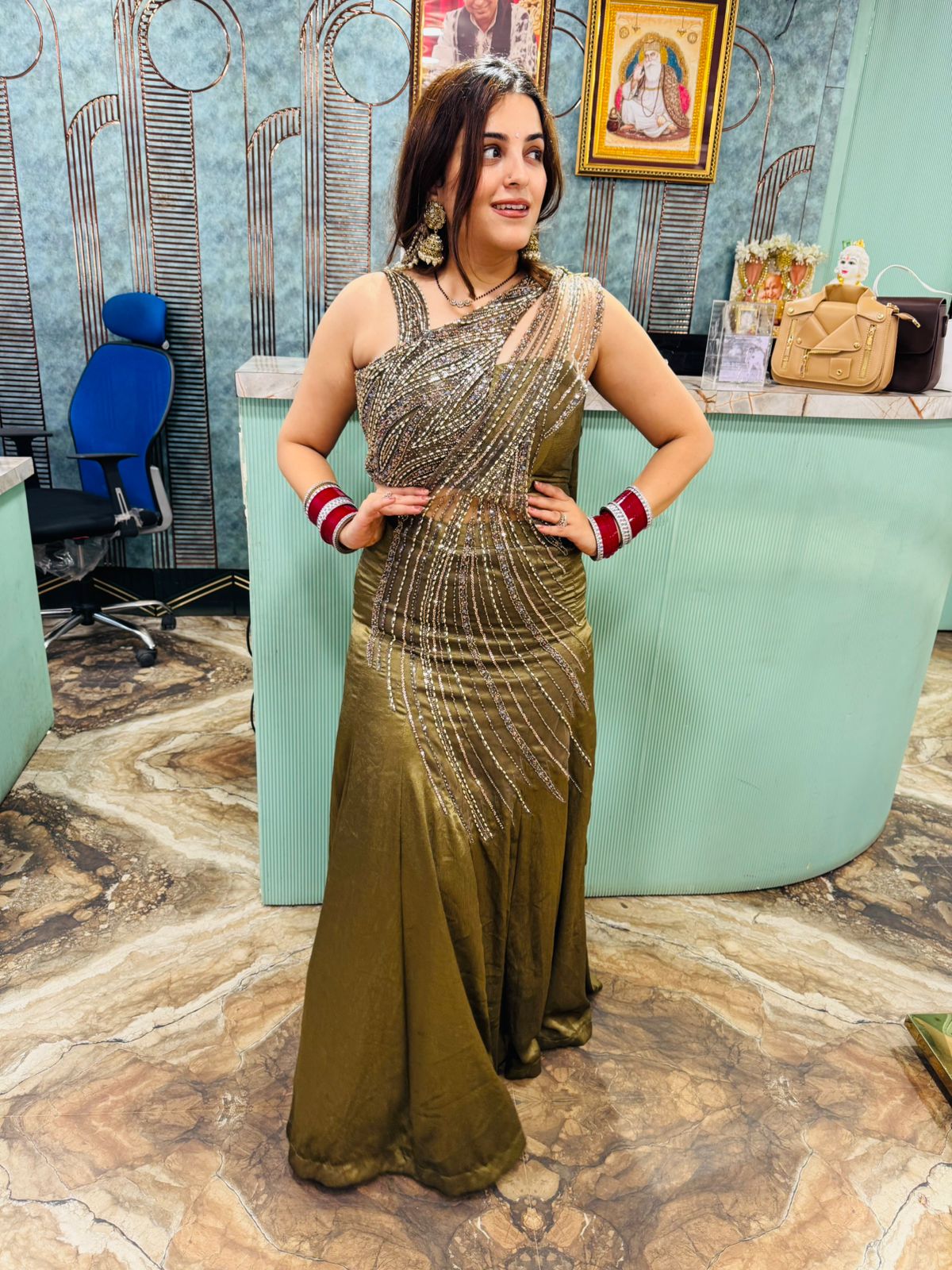 Emerald Flame Forest Gown