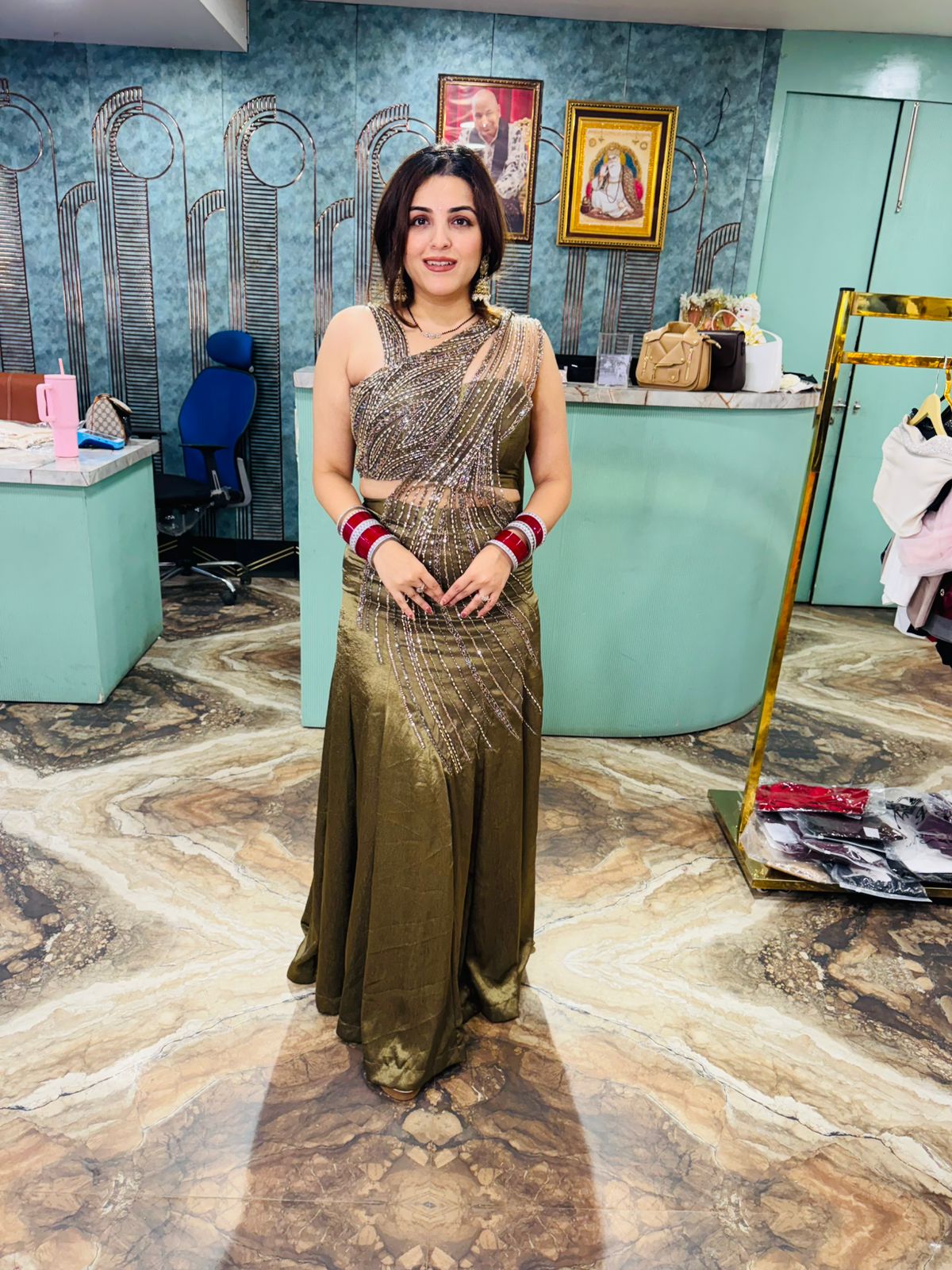 Emerald Flame Forest Gown