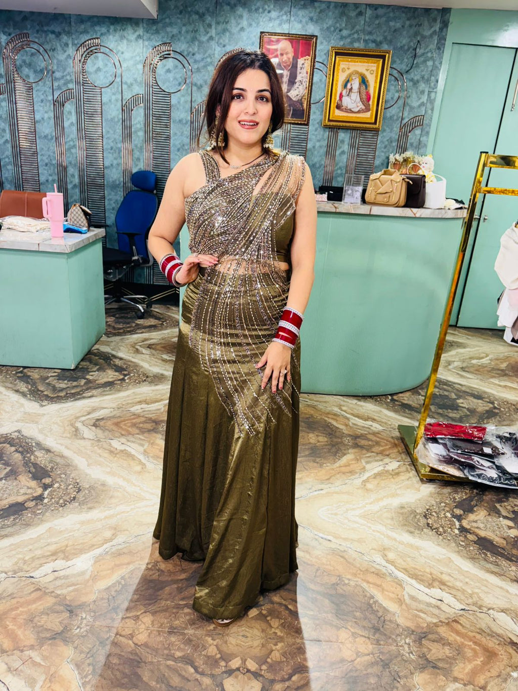 Emerald Flame Forest Gown