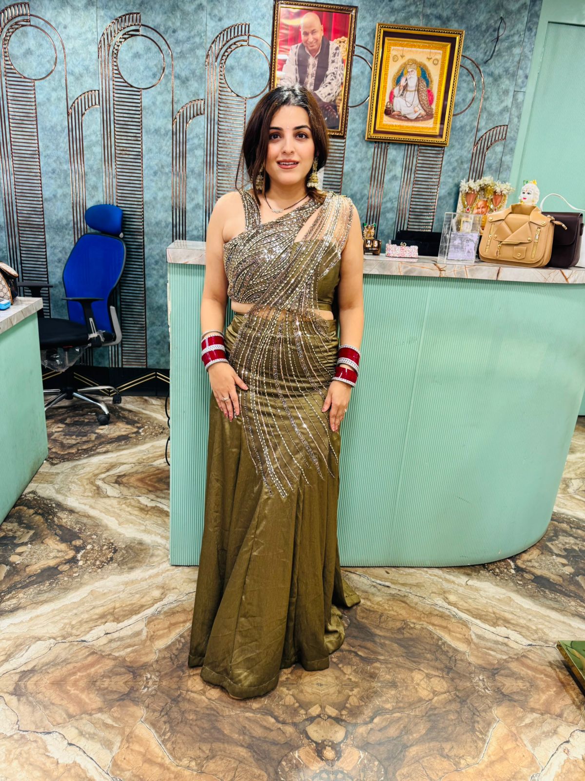 Emerald Flame Forest Gown