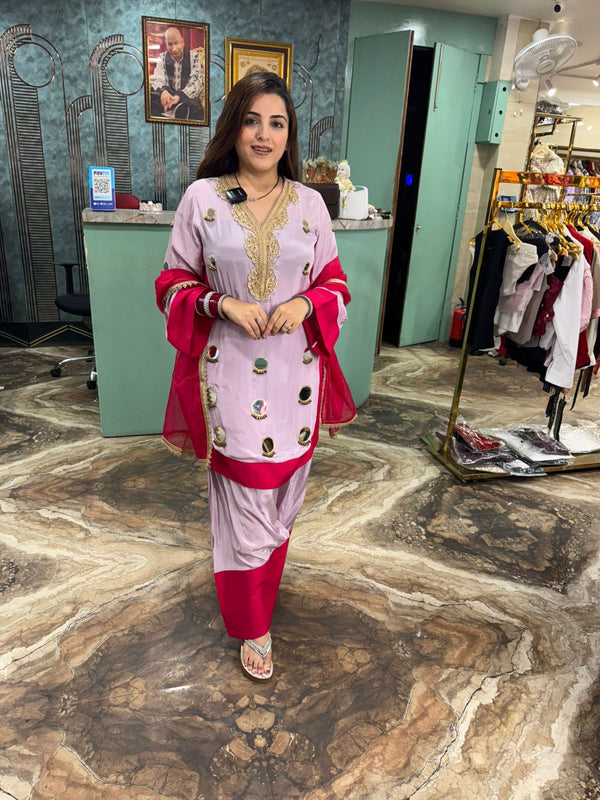 Blush Mirror Work Punjabi Suit