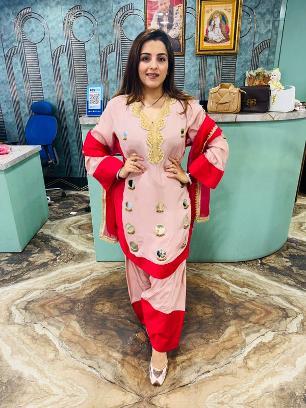 Blush Mirror Work Punjabi Suit