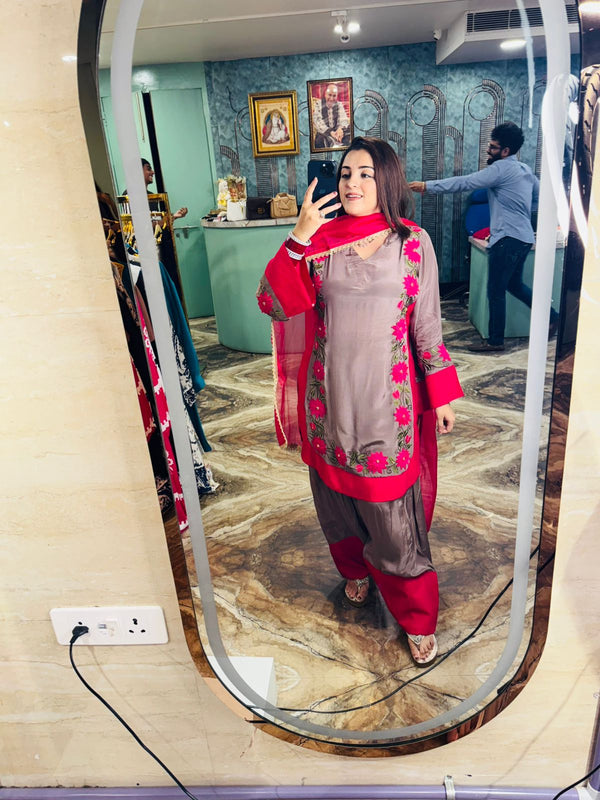 Rose Embroidered Punjabi Suit
