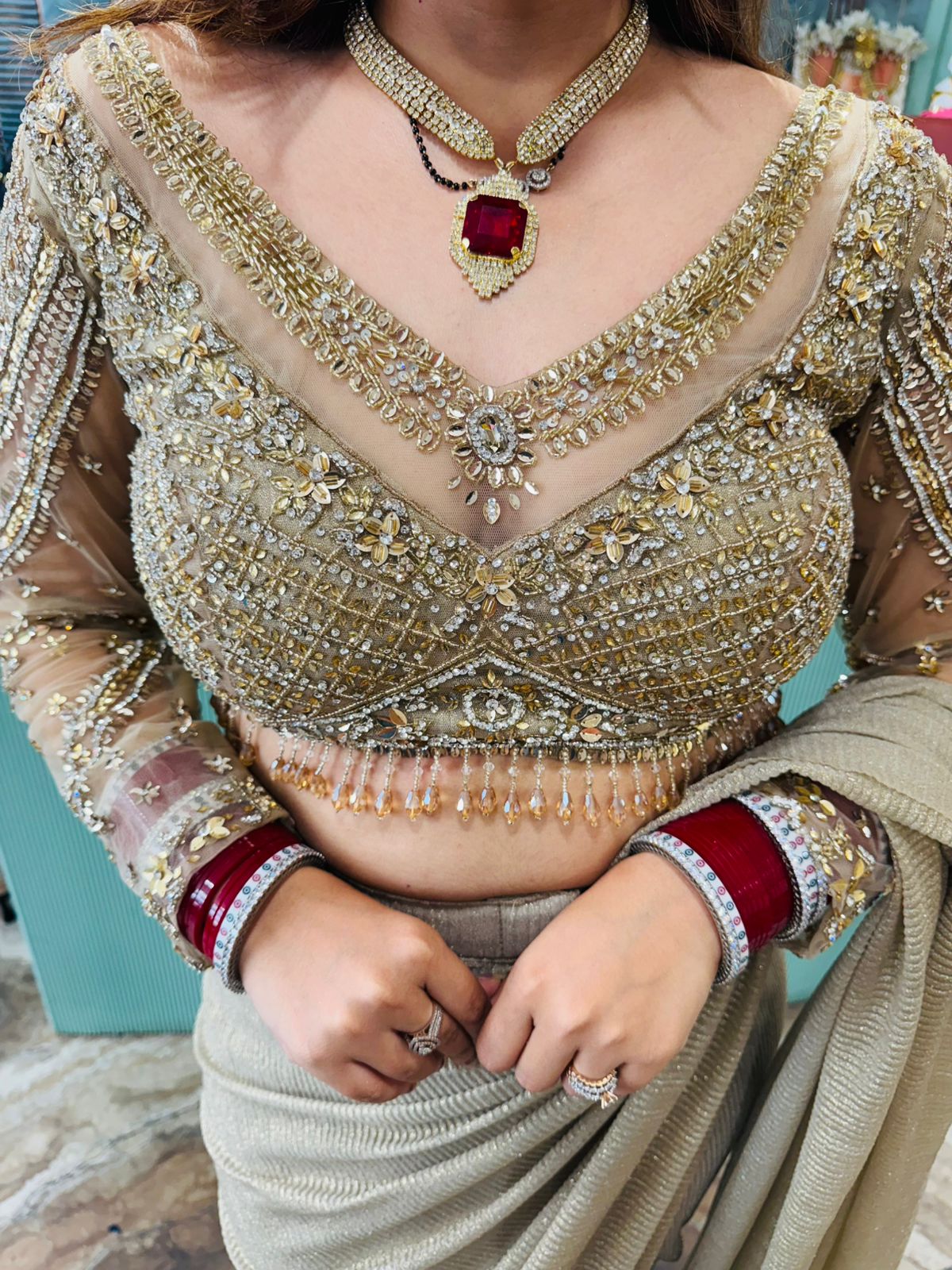 Golden Grace Embellished Saree