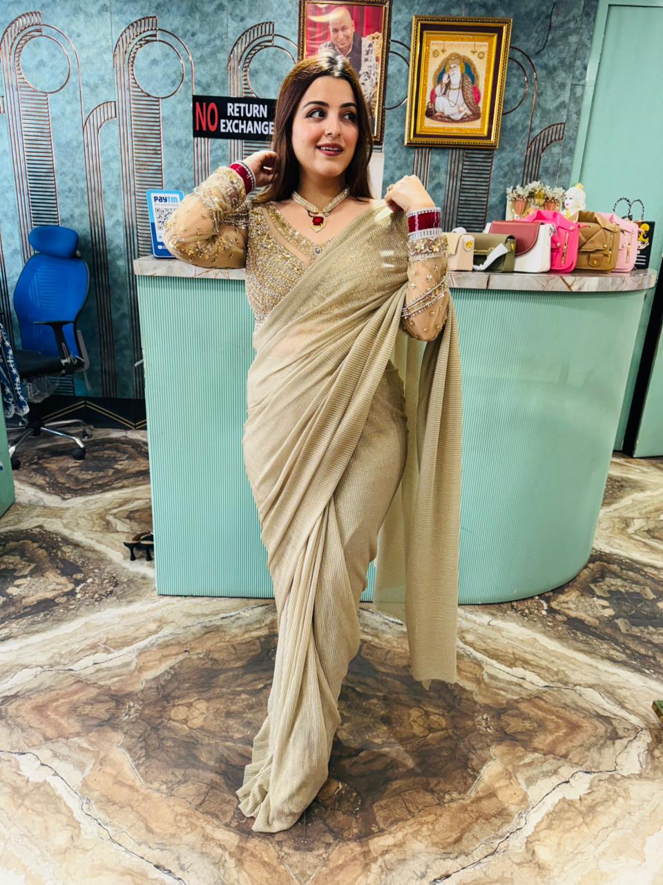 Golden Grace Embellished Saree