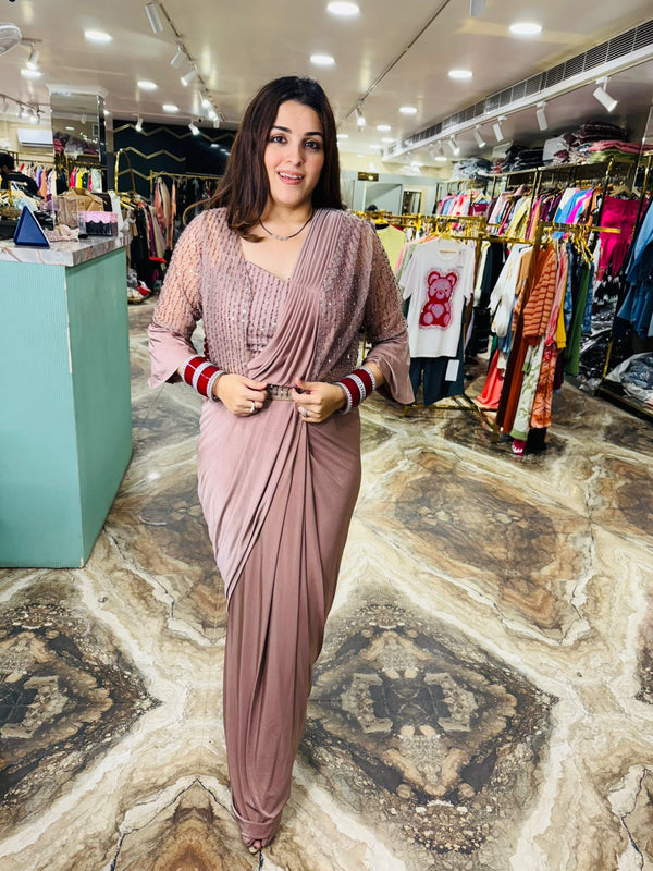 Designer Ready-to-Wear Saree with Jacket and Belt