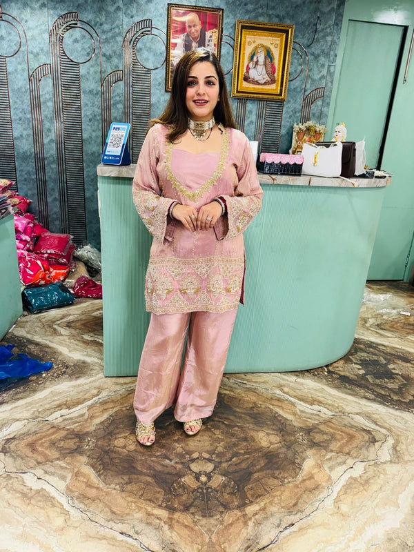 Blush Elegance Embroidered Kurta Set