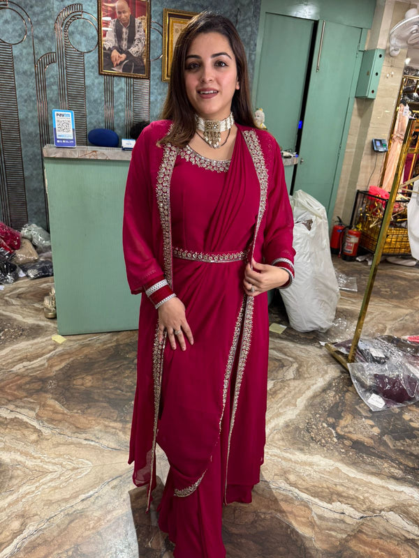 Ruby Grace Embellished Draped Anarkali Set