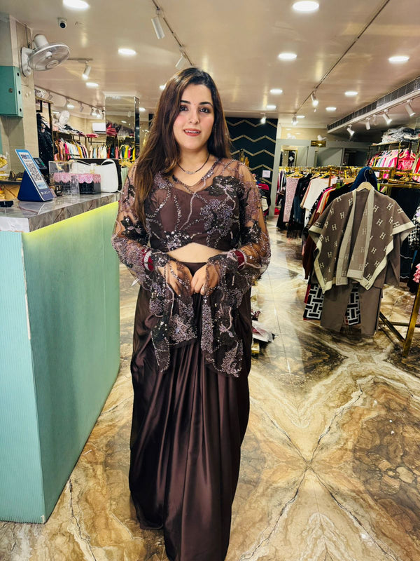 Mocha Glam Sequin Drape Set